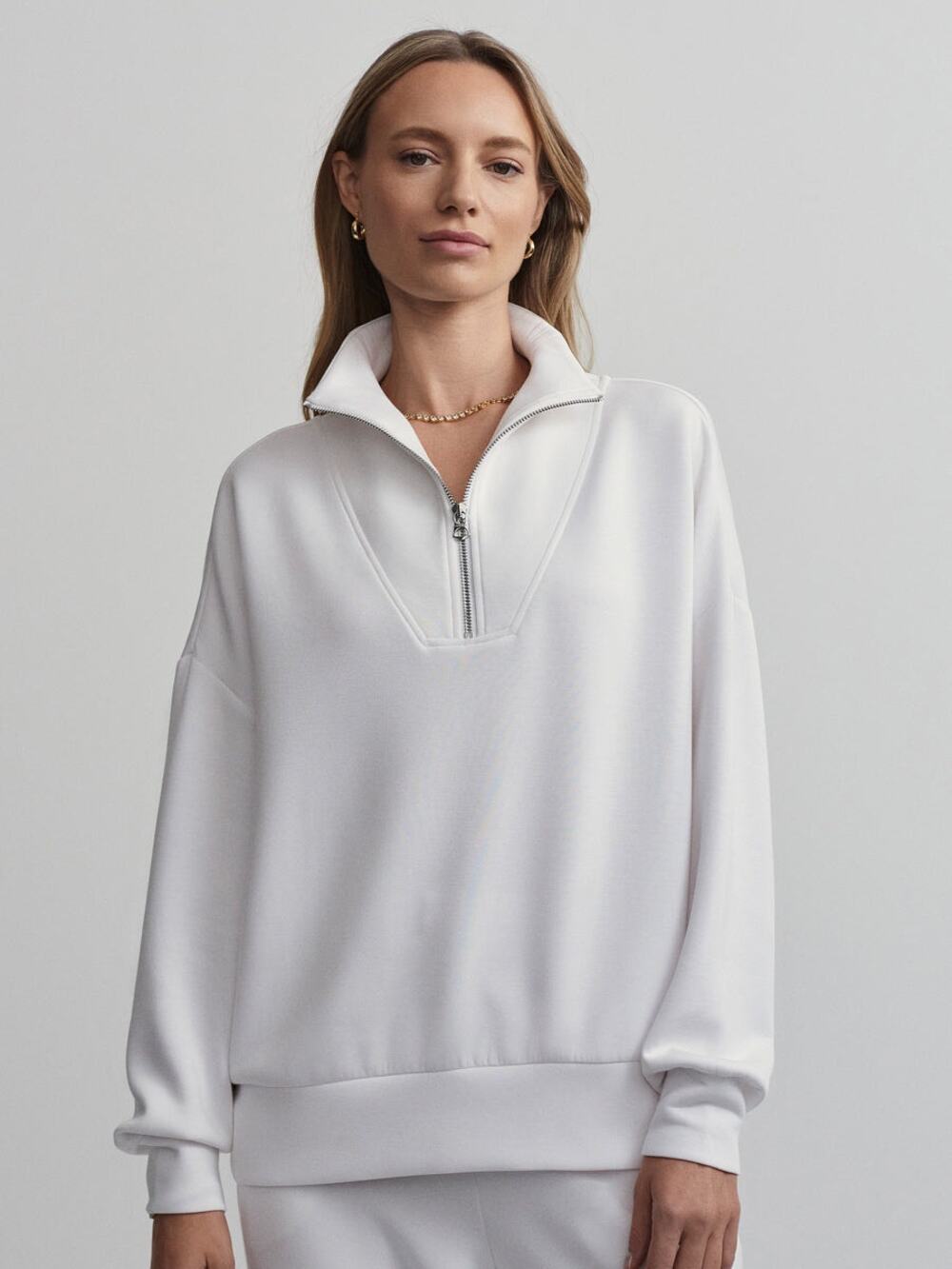 Varley Hawley Half-Zip Sweat white sz XL